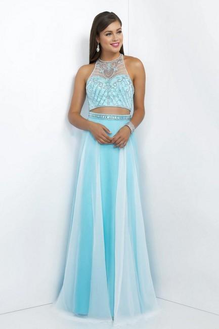 Intrigue - Two-Piece Crystal Embellished A-line  Dress 131 in Blue and White