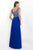 Intrigue - Embellished V-neck Empire A-line  Dress 149 in Blue