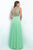 Intrigue - Illusion Scoop Neckline Ornate Crystal A-line Dress  152 In Green