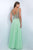 Intrigue - Illusion Bateau Neckline Embellished A-line Dress 165 In Green