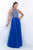 Intrigue - Extraordinary Illusion Plunging Evening Gown 168 in Blue
