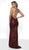 Intrigue by Blush - 506 Sequined Plunging Crisscross Back Gown In Red