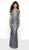 Intrigue by Blush - 506 Sequined Plunging Crisscross Back Gown In Silver