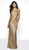 Intrigue by Blush - 506 Sequined Plunging Crisscross Back Gown In Gold