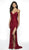 Intrigue by Blush - 507 Sequined Corset High Slit Gown In Red