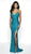 Intrigue by Blush - 507 Sequined Corset High Slit Gown In Green