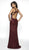 Intrigue by Blush - 508 Sequined Strappy Sheath Long Gown In Red