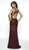 Intrigue by Blush - Sequined Strappy Sheath Long Gown 508 - 1 pc Burgundy In Size 2 Available In Red