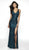 Intrigue by Blush - 508 Sequined Strappy Sheath Long Gown In Green