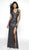 Intrigue by Blush - Sequined Strappy Sheath Long Gown 508 - 1 pc Burgundy In Size 2 Available iIn Gray
