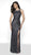 Intrigue by Blush - 509 Adorned Jewel Neck Sheath Gown In Gray and Silver