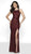 Intrigue by Blush - 509 Adorned Jewel Neck Sheath Gown In Red and Gold
