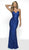 Intrigue by Blush - 511 Sequined Bandeau Cutout Gown In Blue