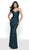 Intrigue by Blush - 511 Sequined Bandeau Cutout Gown In Green