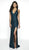 Intrigue by Blush - 513 Multi-Crisscross Strapped Sequined Gown In Blue And Green