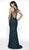 Intrigue by Blush - 513 Multi-Crisscross Strapped Sequined Gown In Blue And Green