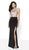 Intrigue by Blush - 532 Sequined Halter High Silt Sheath Gown In Black and Nude