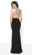 Intrigue by Blush - 532 Sequined Halter High Silt Sheath Gown In Black and Nude