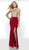 Intrigue by Blush - 532 Sequined Halter High Silt Sheath Gown In Red and Nude