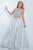 Blush - Embellished Illusion Jewel Neck A-line Gown 5508 in White and Silver