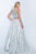 Blush - Embellished Illusion Jewel Neck A-line Gown 5508 in White and Silver