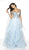 Blush by Alexia Designs - 5717 Off Shoulder Asymmetrical Tulle Gown In Blue