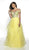 Blush by Alexia Designs - 5717 Off Shoulder Asymmetrical Tulle Gown In Yellow