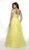Blush by Alexia Designs - 5717 Off Shoulder Asymmetrical Tulle Gown In Yellow