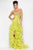 Blush - Strapless Pleated Ruffled Long Gown with Slit 9517 in Yellow