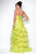 Blush - Strapless Pleated Ruffled Long Gown with Slit 9517 in Yellow