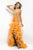 Blush - Strapless Pleated Ruffled Long Gown with Slit 9517 in Orange