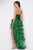 Blush - Strapless Ruffled Long Gown with Slit 9540 in Green