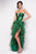 Blush - Strapless Ruffled Long Gown with Slit 9540 in Green