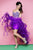 Blush - Sheer Ruffled Sweetheart High-Low Gown 9560 In Purple