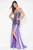 Blush - Strapless Sequined Long Gown with Slit 9601 in Purple