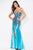 Blush - Strapless Sequined Long Gown with Slit 9601 In Blue