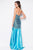Blush - Strapless Sequined Long Gown with Slit 9601 in Blue