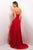 Blush - Strapless Pleated Long Dress 9612 in Red