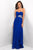 Blush - Strapless Pleated Long Dress 9612 in Blue