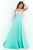 Blush - One Shoulder Beaded Long Dress 9965 in Green