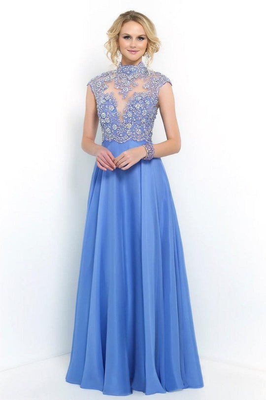 Blush - Luxurious Illusion Scalloped A-Line Gown 9967 in Purple