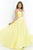 Blush - Shirred Sweetheart Empire A-Line Gown 9989 in Yellow