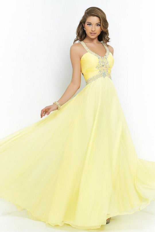 Blush - Shirred Sweetheart Empire A-Line Gown 9989 in Yellow