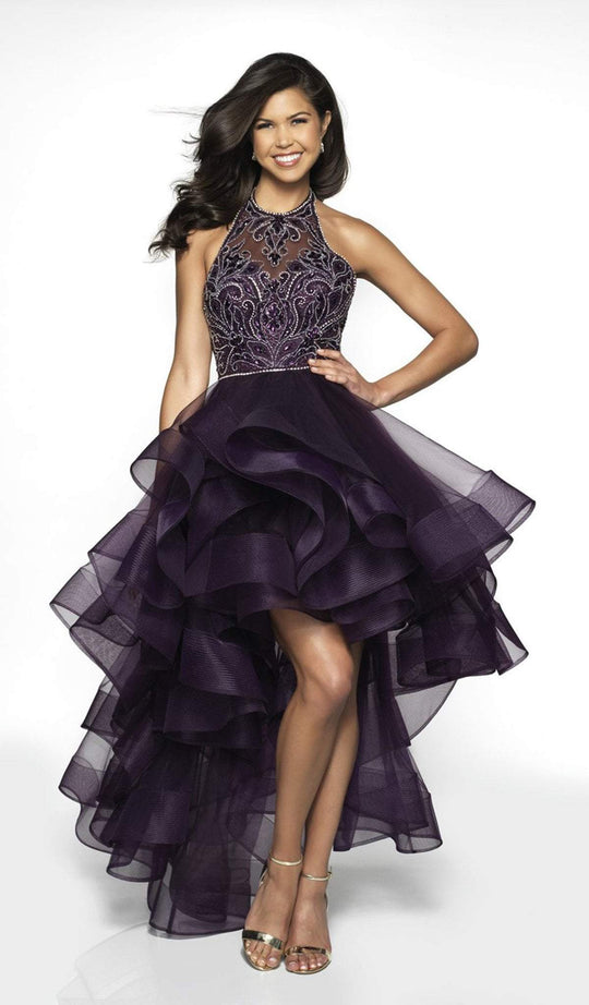 Blush by Alexia Designs - C2005 Illusion Halter High Low Gown In Purple