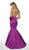 Blush by Alexia Designs - C2018 V Neck Backless Satin Mermaid Gown In Purple
