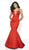Blush by Alexia Designs - C2018 V Neck Backless Satin Mermaid Gown In Red