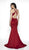 Blush by Alexia Designs - C2025 Tonal Beaded Halter Mermaid Gown In Red