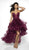 Blush by Alexia Designs - C2030 Plunging Appliqued High Low Gown In Red