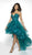 Blush by Alexia Designs - C2030 Plunging Appliqued High Low Gown In Blue and Green
