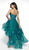 Blush by Alexia Designs - C2030 Plunging Appliqued High Low Gown In Blue and Green